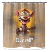 Fantasia's Tall Guardians artistic shower curtain design for elegant bathrooms.